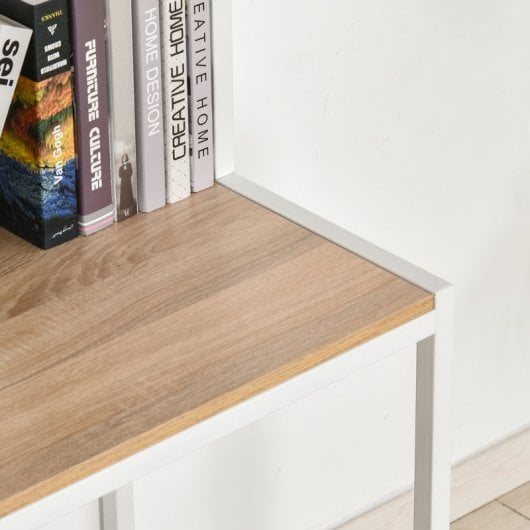 HomCom Mesa Escritorio con Estantes 140x125x149 cm Madera/Blanco
