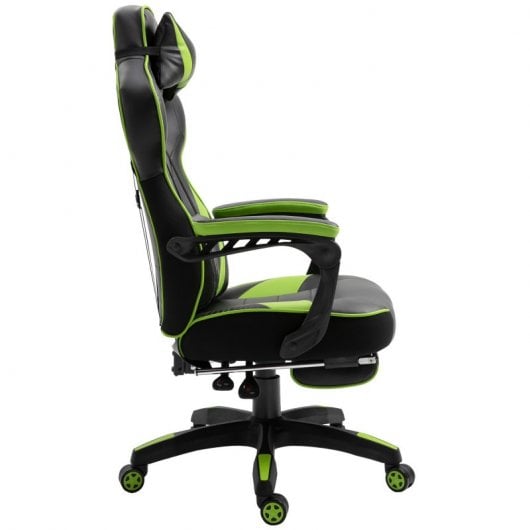 Vinsetto Silla Ergonómica con Reposapiés Verde/Negra