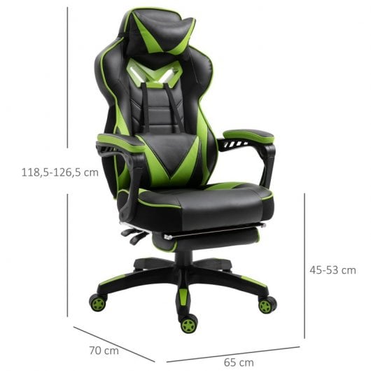 Vinsetto Silla Ergonómica con Reposapiés Verde/Negra