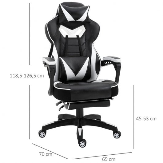 Vinsetto Silla Ergonómica con Reposapiés Blanca/Negra