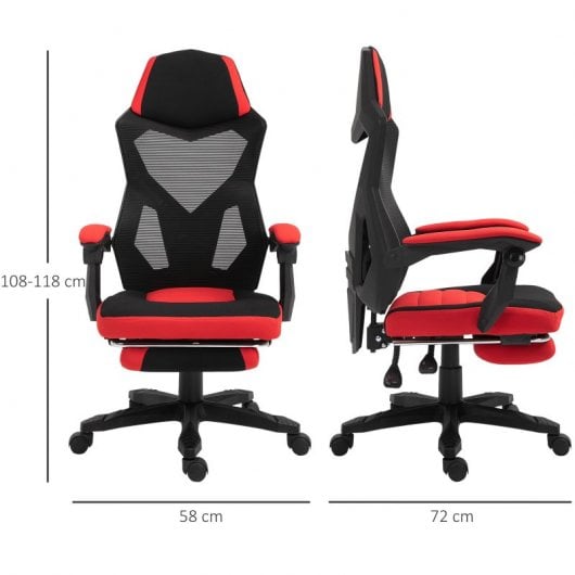 Vinsetto Silla Gaming Ergonómica Reclinable Roja/Negra
