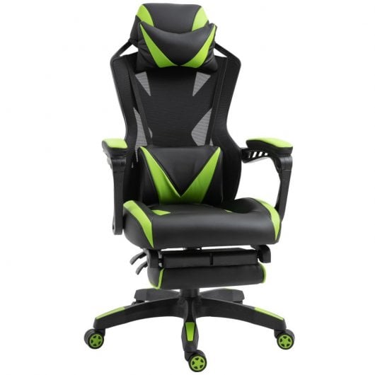 Vinsetto Silla Gaming con Reposapiés Verde/Negra