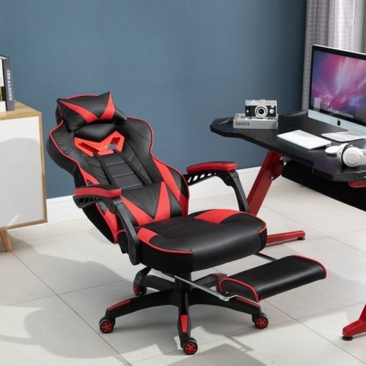 Vinsetto Silla Ergonómica con Reposapiés Roja/Negra