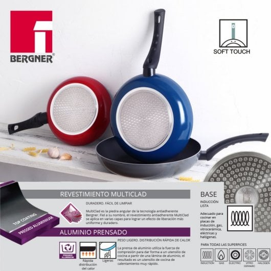 Bergner Jumpy Set 3 Sartenes de Aluminio 20, 24 y 28cm + 3 Utensilios San Ignacio Jolie