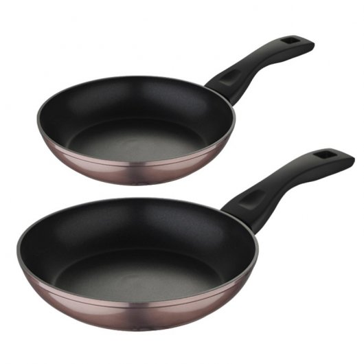 Bergner Set de Sartenes Rosas de Aluminio 20 y 24 cm + Set de 2 Utensilios de Cocina