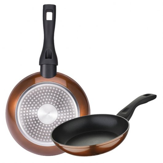 Bergner Set de Sartenes Marrones de Aluminio 20 y 24 cm + Set de 2 Utensilios de Cocina