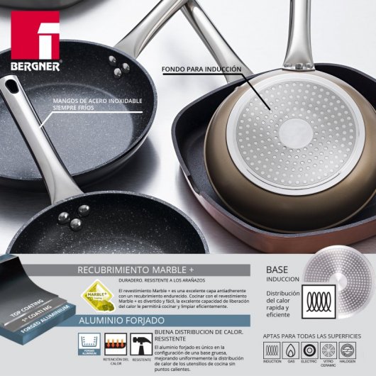 Bergner Neon Champagne Set 2 Sartenes de Aluminio 20 y 30cm
