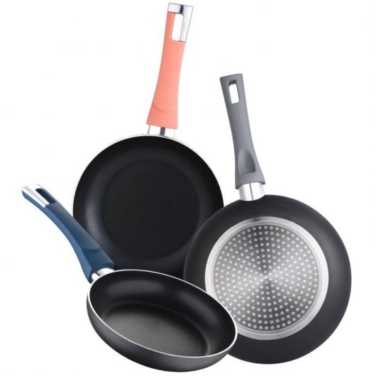 Bergner Nórdica Set de Sartenes de Aluminio 18, 20 y 24 cms + Set de 5 Utensilios de Cocina