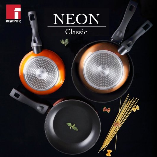 Bergner Neon Classic Set de 2 Sartenes de Aluminio 20 y 24cm + Set de 3 Utensilios San Ignacio Daimiel