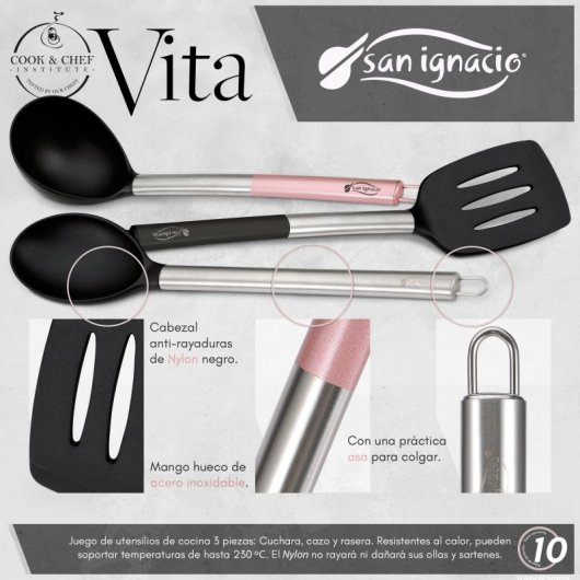 San Ignacio Set 4 Cacerolas de Acero + 4 Cuchillos de Cocina + 3 Utensilios