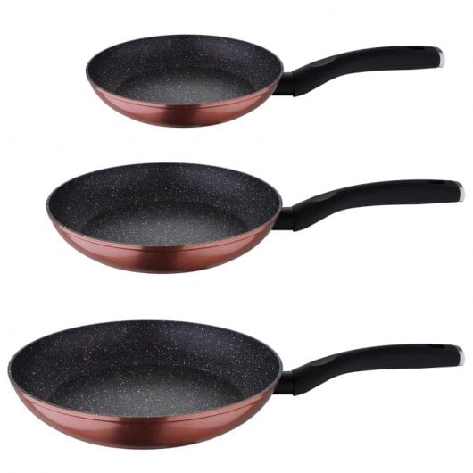 San Ignacio Set 3 Sartenes de Aluminio 20, 24 y 28cm + 3 Utensilios + 3 Recipientes Herméticos