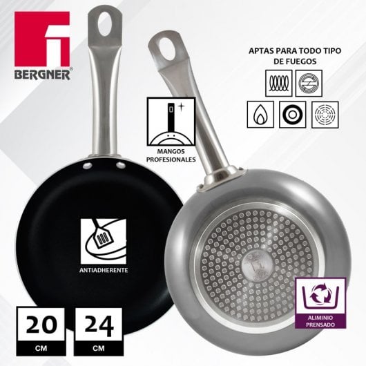 San Ignacio Professional Chef Platinum Set 2 Sartenes de Aluminio 20 y 24cm + 3 Utensilios + 4 Cuchillos de Cocina
