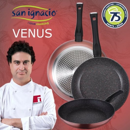 San Ignacio Venus Set 3 Sartenes de Aluminio 20, 24 y 28cm + 3 Utensilios