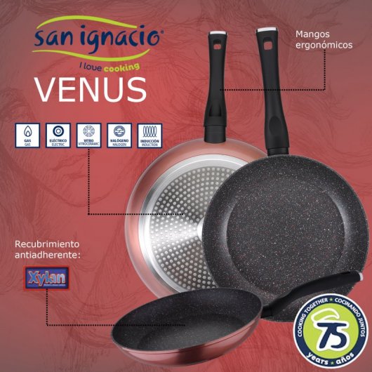 San Ignacio Venus Set 3 Sartenes de Aluminio 20, 24 y 28cm + 3 Utensilios