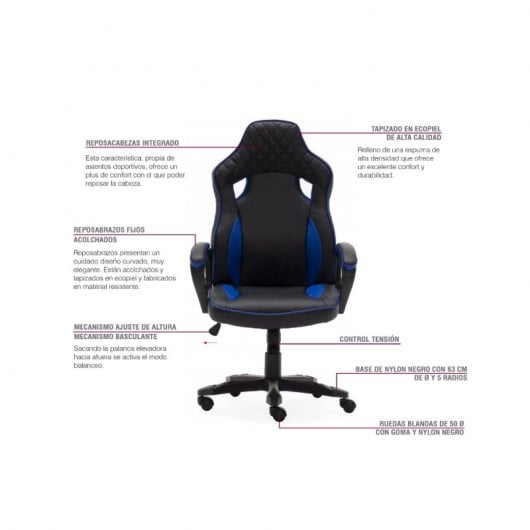 Euromof Le Mans Silla Gaming Azul/Negro