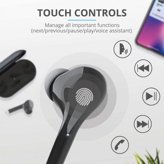 Trust Nika Touch Auricolare True Wireless Stereo (TWS) In-ear Musica e Chiamate Bluetooth Nero