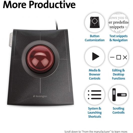 Kensington SlimBlade Trackball Ergonómico Negro