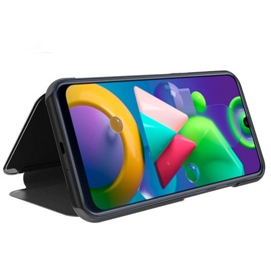 Cool Flip Cover Clear View Étui Noir pour Samsung M215 Galaxy M21 / M31