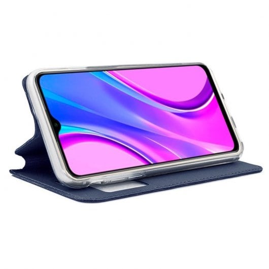 Cool Funda Flip Cover Liso Azul para Xiaomi Redmi 9
