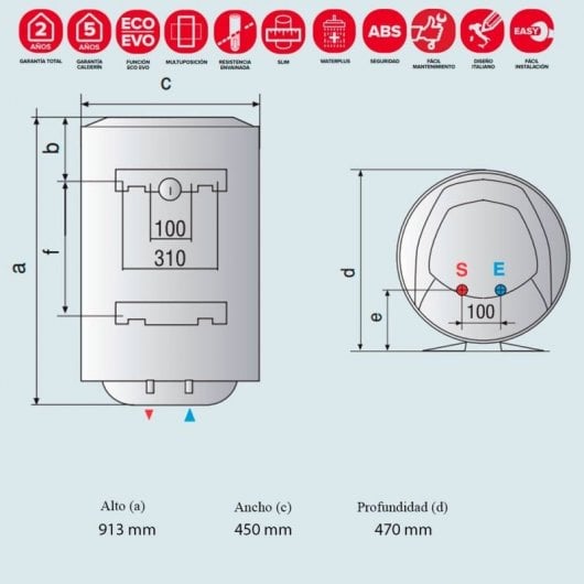 Ariston PRO1 Eco Dry Multis Termo Eléctrico Vertical 100L B