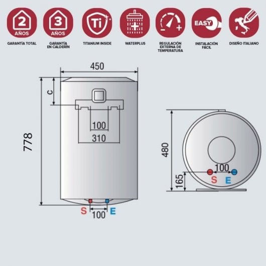 Ariston PRO1 R Termoacumulador Elétrico Vertical 80L C