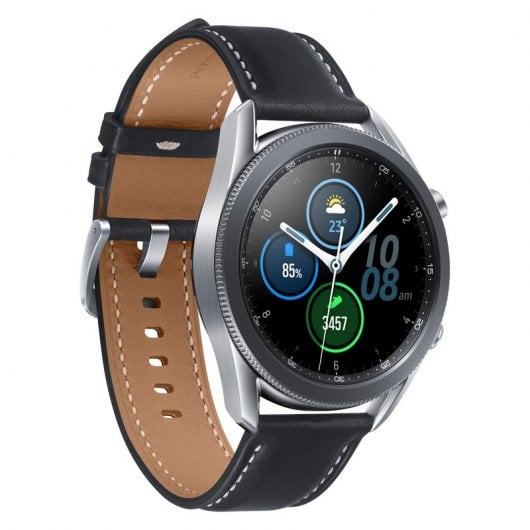 Samsung Galaxy Watch3 Smartwatch Bluetooth, cassa 45mm acciaio, cinturino pelle, Saturimetro, Rilevamento cadute, Monitoraggio sport, 53,8g, Batteria 340 mAh, IP68, Mystic Silver