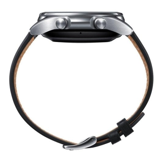 Samsung Galaxy Watch3 Bluetooth NFC GPS 41mm Super AMOLED Silber Schwarzes Leder IP68 SpO2