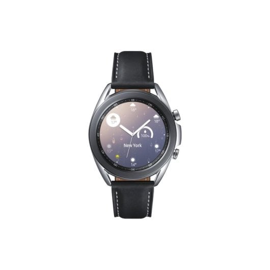 Samsung Galaxy Watch3 Bluetooth NFC GPS 41mm Super AMOLED Silber Schwarzes Leder IP68 SpO2