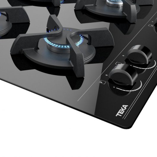 Teka GBC 64000 Placa de Gas Natural 4 Zonas Cristal Negro