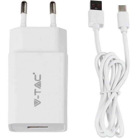 V-Tac VT-5372 Cargador 2.1A USB-C Blanco