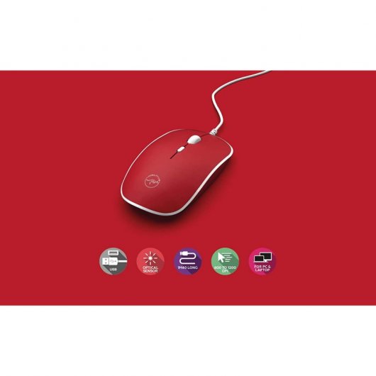 Mobility Lab Mousy Mini Ratón USB 1200 DPI Rojo