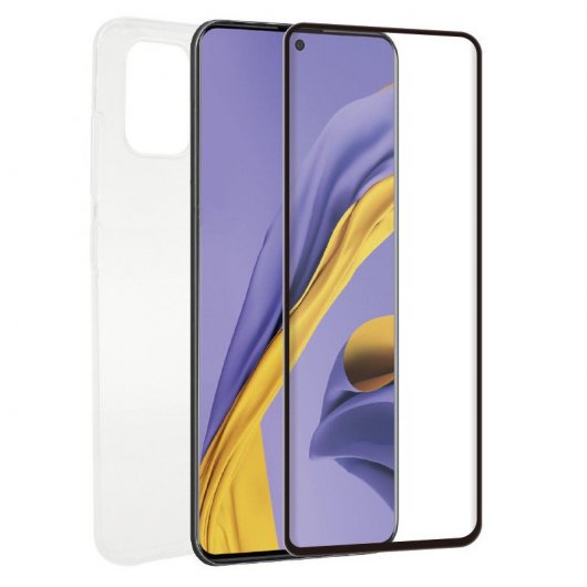 Muvit MCPAK0032 Pack Funda + Protector Cristal Templado Antibacterianos para Samsung Galaxy A51