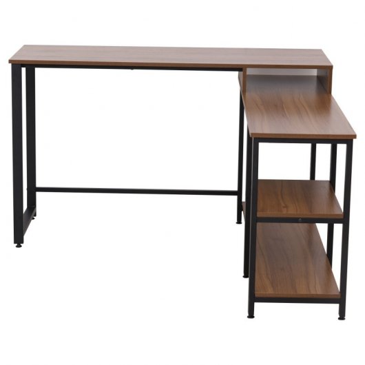 Homcom Mesa de Oficina en Forma de L con Estantes 152x152x78cm Nogal