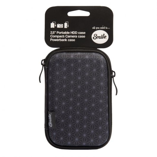 Smile Black Geometric Funda de Transporte con Cremallera para Disco Duro 2.5"