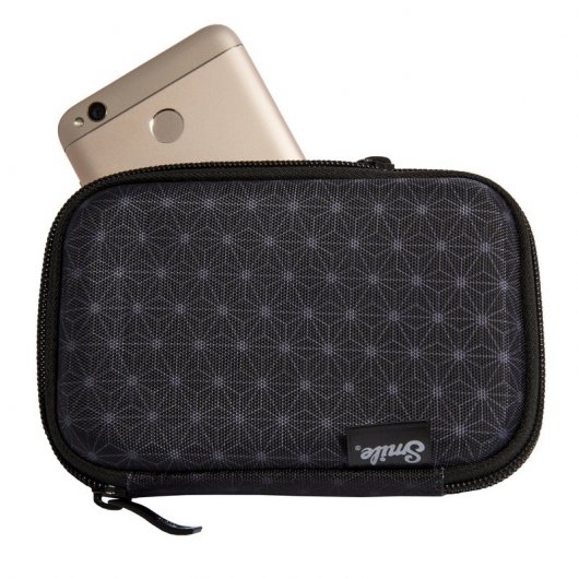 Smile Black Geometric Funda de Transporte con Cremallera para Disco Duro 2.5"
