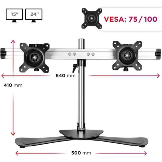 Duronic DM752 Soporte de Mesa Doble Monitores 15"-24" VESA 100x100 Máx 8 Kg