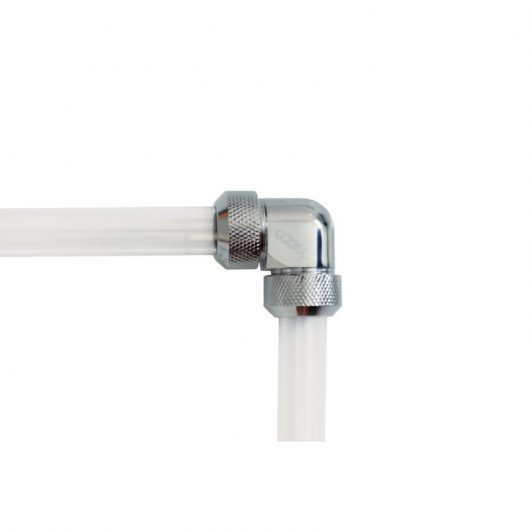 Alphacool Eiszapfen 13mm HardTube Conector en L de 90 ° para Tubos de Plexi-Latón Cromo