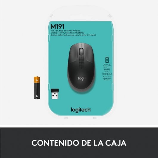 Logitech M190 Mouse Ambidestro RF Wireless Ottico 1000 DPI Nero/Grigio