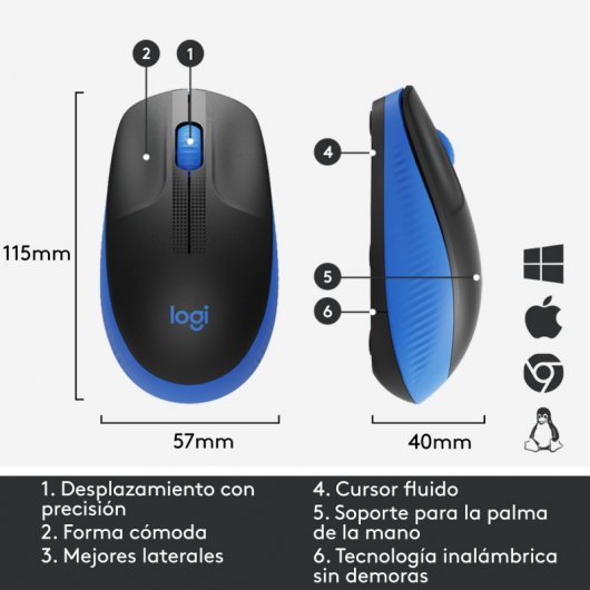 Logitech M190 Maus Büro Beidhändig RF Wireless Optisch 1000 DPI (910-005907)
