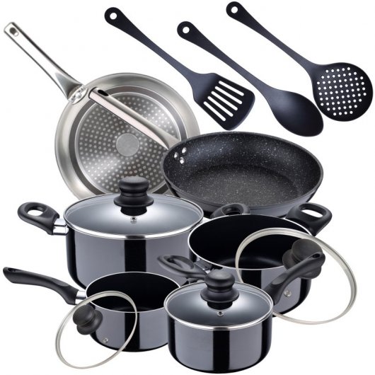 San Ignacio Porto Batería de Cocina 4 Piezas + Set de 2 Sartenes + 3 Utensilios