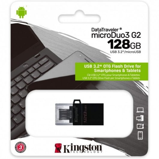 Kingston Technology DataTraveler microDuo3 G2 lecteur USB flash 128 Go USB Type-A / Micro-USB 3.2 Gen 1 (3.1 Gen 1) Noir