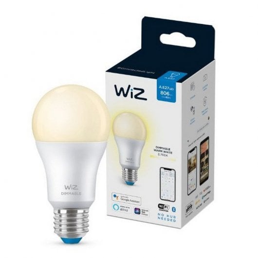 WiZ Lampadina Smart Dimmerabile Luce Bianca Calda AttaccoE27 60W Goccia