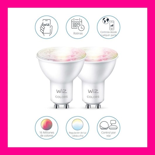 WIZ Spot PAR16 GU10 2x Bombilla Inteligente LED Wi-Fi RGBW 4.7W GU10