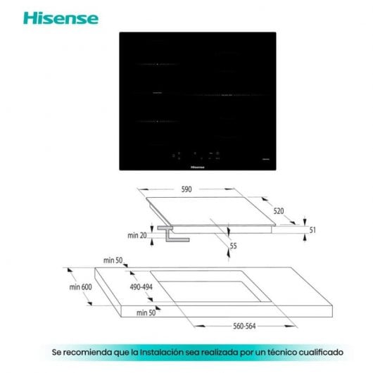 Hisense I6337C Placa de Inducción 3 Zonas 59cm Negra