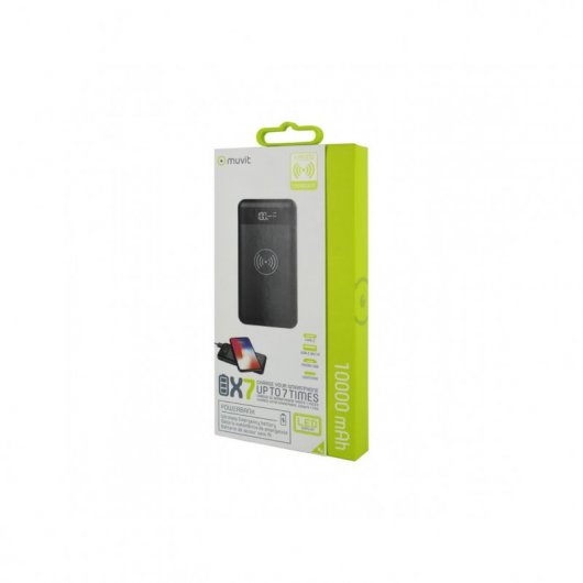 Muvit Powerbank 10000 mAh USB/MicroUSB/Type C/Lightning + Base sans fil Qi