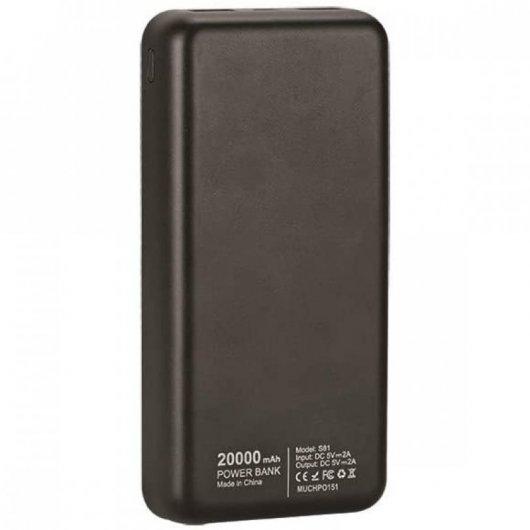 Muvit Power Bank 20000 mAh USB 2 Portas 2A Preto