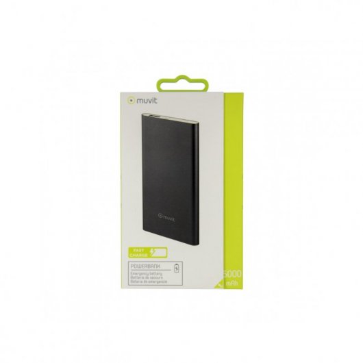Muvit PowerBank 5000 mAh USB 2A Cabo USB-MicroUSB Preto
