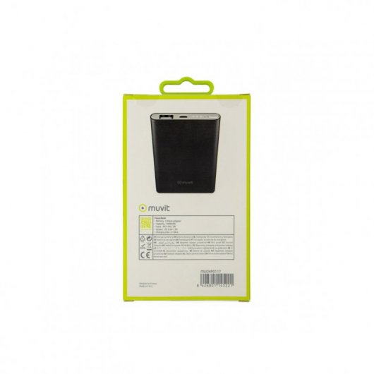 Muvit PowerBank 5000 mAh USB 2A Cabo USB-MicroUSB Preto