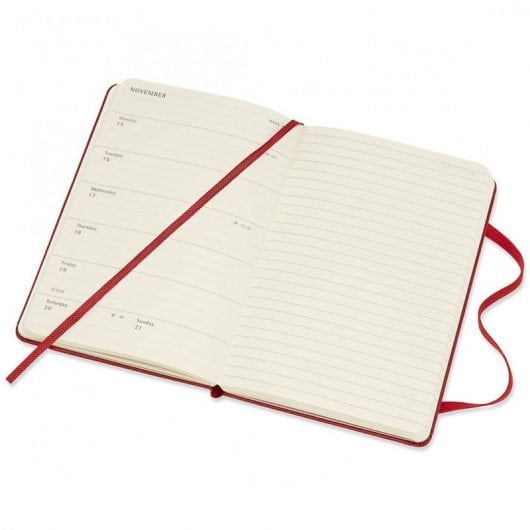 Moleskine Agenda Semanal 18 Meses 2020-2021 Capa Dura Vermelha