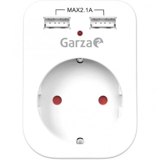 Garza Power Adaptador Schuko + 2 USB Blanco